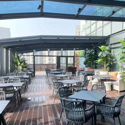 Commercial Aluminum Sunroom with Retractable Glass Roof for 4 Seasons-for Villas Hotels or Parks with Solarium Application