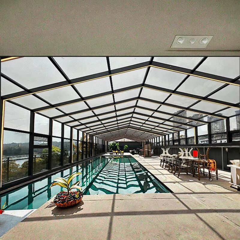 Automatic Retractable Sliding Glass Enclosure for Outdoor Garden Pool ...