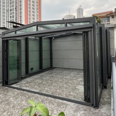 Good price Modern Outdoor Retractable Garden Sliding Solarium Tent Glass Panels Solar Roof Sunrooms Aluminium Residential Park Hall online