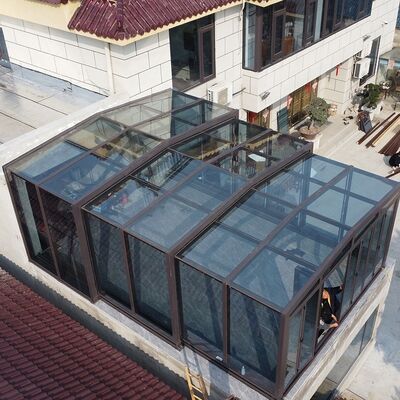 Good price Contemporary Design Movable Glass House Super Wide Sliding Retractable Aluminum Sunroom Sensor Garden Enclosure for Courtyard online