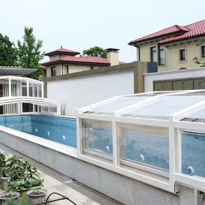 Good price Automatic Winter Solar Deck Swimming Pool Cover Contemporary Motorized Slant Polygon for Parks Courtyards Grounded Grounds online