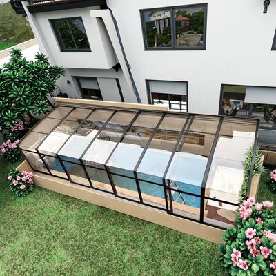 Good price Direct Factory Sale Tempered Retractable Glass Swimming Pool Cover Transparent Telescopic Roof for Apartment Park Courtyard Flat online