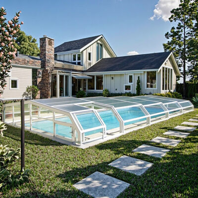 Good price Retractable Electric Glass Roof Swimming Pool Sunroom Automatic Slide Pool Cover for Flat Hotels Villas Apartments online