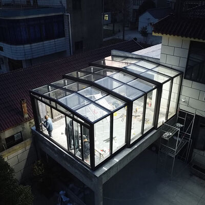 Good price Modern  Aluminum Conservatory Contemporary Sunroom Retractable Glass Sliding Walls Polygon Apartment Courtyard Hall online