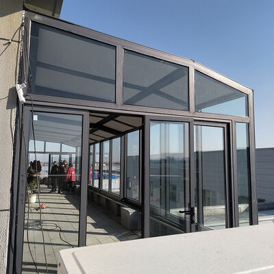 Good price Contemporary Modern Aluminum Conservatory Slant Retractable Glass Sliding Walls for Park Polygon Apartment Tempered Glass online