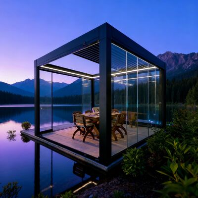 Good price Modern Design Outdoor Garden Patio Bioclimatic Louver Roof Waterproof Aluminium Electric Retractable Pergola Pavilion Style online