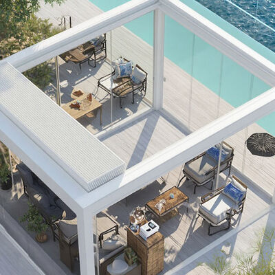 Good price Customized PVC Retractable Pergola Remote Control Adjustable Aluminum Alloy Without Wood Heat Treated Pavilion Size online