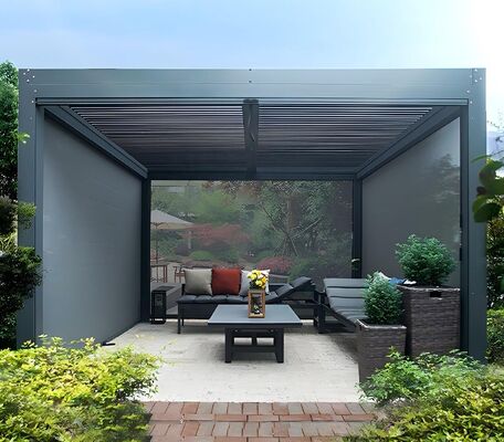 Good price 2025 New Gray Outdoor Aluminum Louvered Roof Waterproof Garden Patio Pavilion with Pergola Arch Arbour Cover online