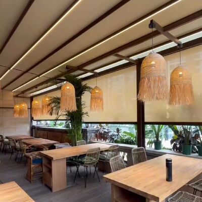 quality Electric Retractable Polyester Coated Roof Skylight Outdoor Aluminum Frame Remote Control Waterproof Patio Awning Roof Canopy factory